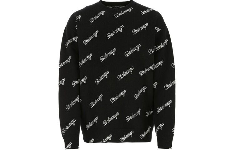 Order 巴伦西亚卡SS21刺绣logo印花宽松版男士黑色毛衣。 646493T41121070