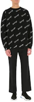 Shop Balenciaga SS21 Embroidered Logo Print Oversized Black Sweater for Men. 646493T41121070