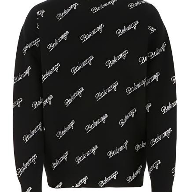 Sizing 巴伦西亚卡SS21刺绣logo印花宽松版男士黑色毛衣。 646493T41121070