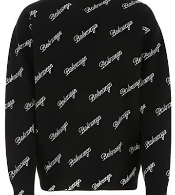 巴伦西亚卡SS21刺绣logo印花宽松版男士黑色毛衣。 646493T41121070 Sizing 巴伦西亚卡SS21刺绣logo印花宽松版男士黑色毛衣。 646493T41121070