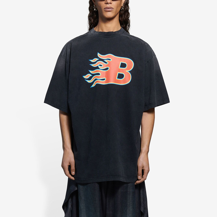 Balenciaga SS21 Flame Vintage Black Short Sleeve T-Shirt . 656978TKV701076 圖 5