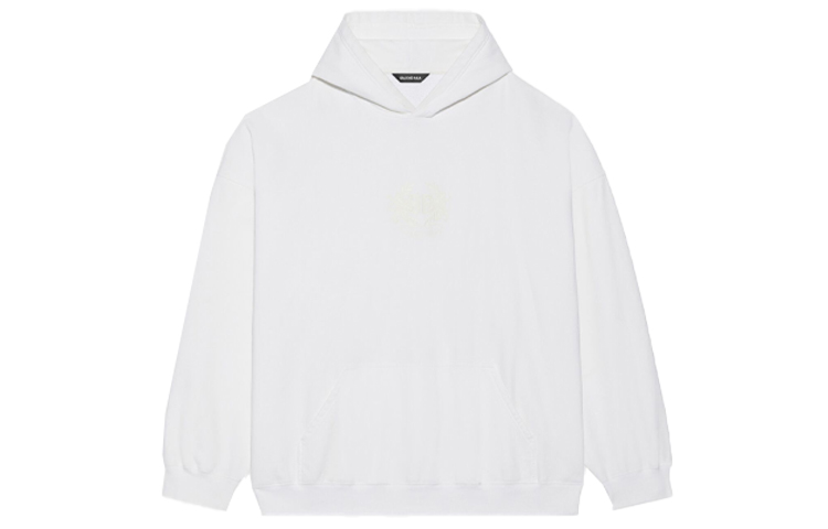 Balenciaga SS21 Glow-In-The-Dark Fleece Hoodie White 651799TKV729140