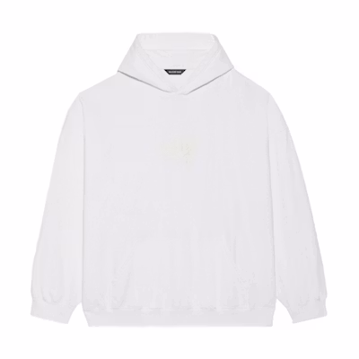 Balenciaga SS21 Glow-In-The-Dark Fleece Hoodie White 651799TKV729140