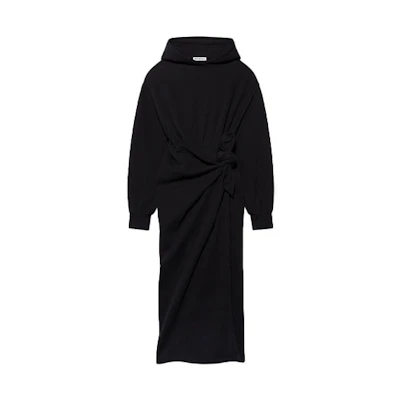 Balenciaga SS21 Heavyweight Plush Hoodie Dress Black 659077TJV441000