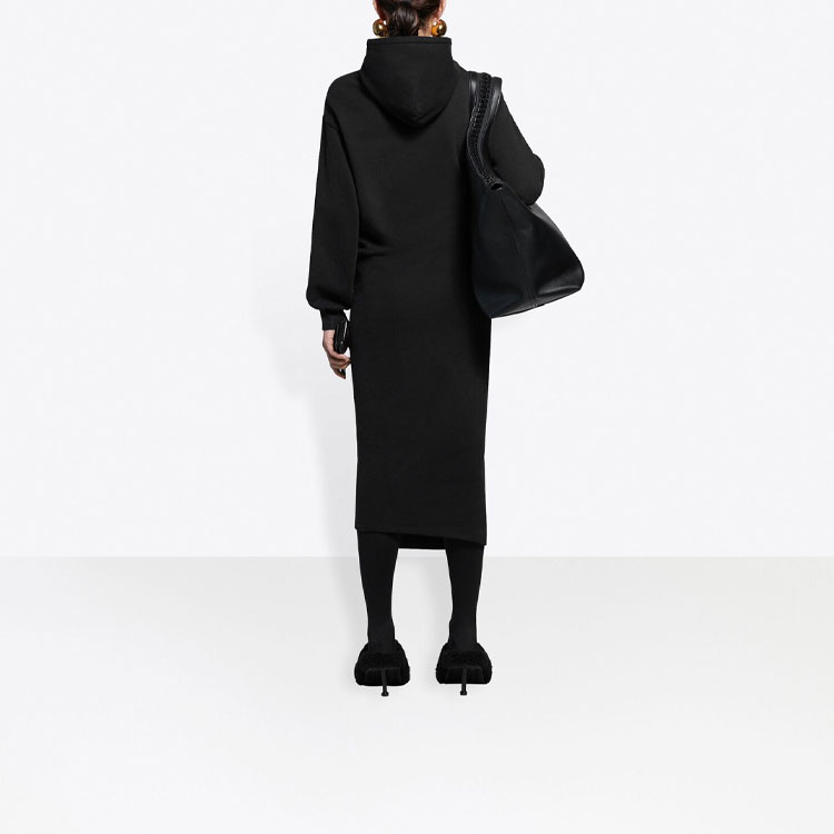 Purchase 巴黎世家 SS21 加厚长绒连帽连衣裙 黑色 659077TJV441000