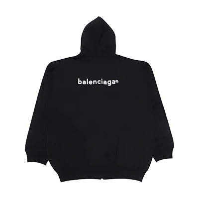 Balenciaga SS21 Letter Print Zip-Up Hoodie Jacket Black 641659TIV551070