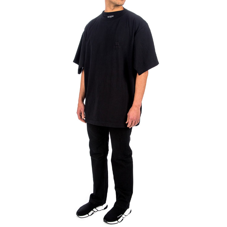 Details for 巴黎世家 SS21 标志印花黑色圆领T恤 657059TKV901069