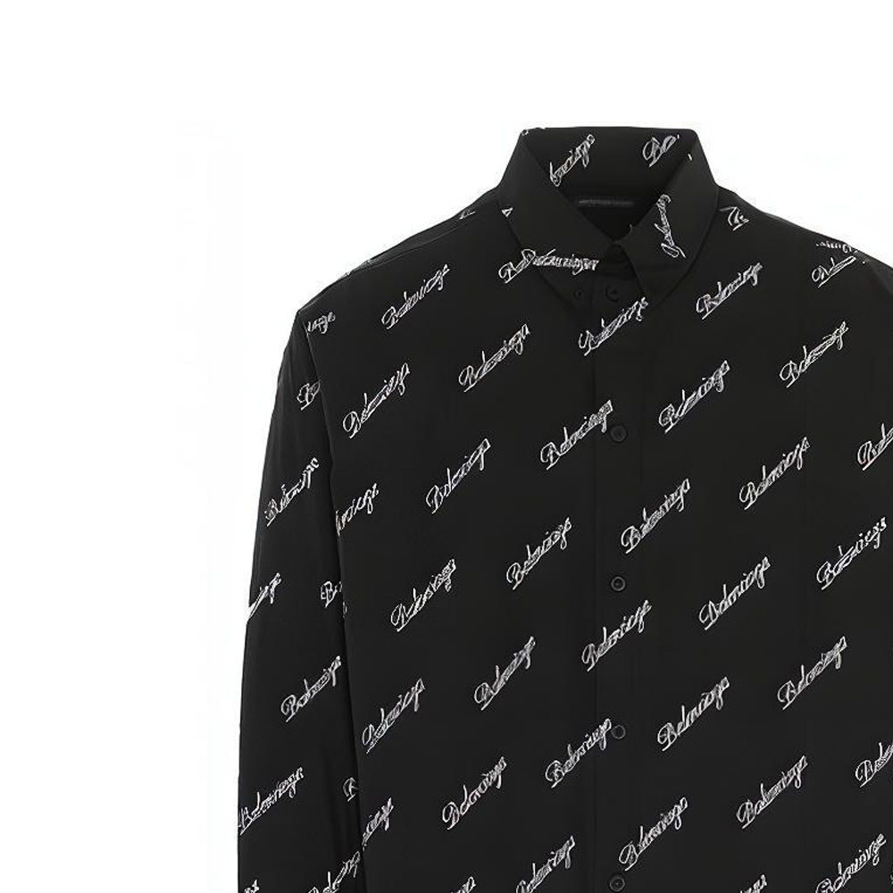Details for Balenciaga SS21 Logo Print Long Sleeve Shirt Men Black 647363TJLY71070
