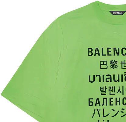 Balenciaga SS21 Multilingual Text Graphic T-Shirt Unisex Green. 641614TJVI34162 Sizing Balenciaga SS21 Multilingual Text Graphic T-Shirt Unisex Green. 641614TJVI34162