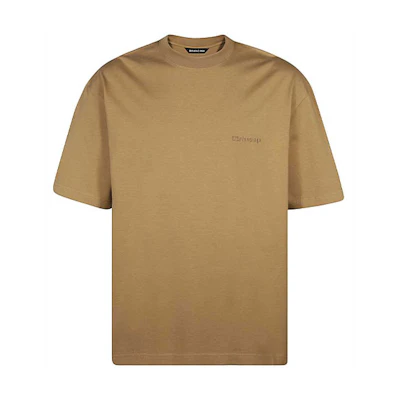 Balenciaga SS21 Oversized Embroidered Logo T-Shirt Khaki Tee. 612966TJV879504