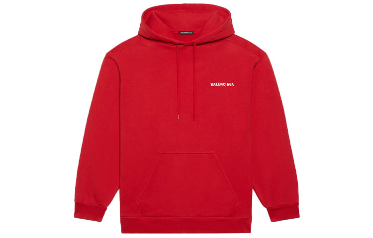 Balenciaga SS21 Oversized Logo Hoodie Red 600583TIV846540