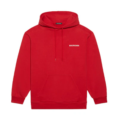 Balenciaga SS21 Oversized Logo Hoodie Red 600583TIV846540