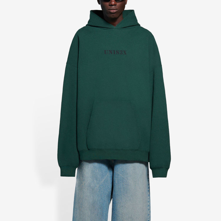 Balenciaga SS21 Solid Logo Hoodie Unisex Deep Green 620973TKV993010 圖 4