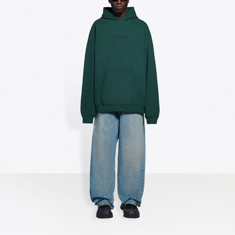 Balenciaga SS21 Solid Logo Hoodie Unisex Deep Green 620973TKV993010 圖 7
