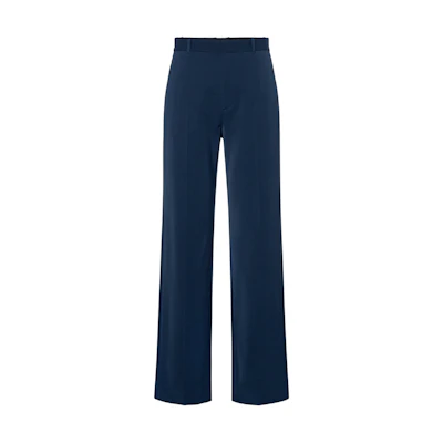 Balenciaga SS21 Straight-Leg Wool-Blend Pants in Deep Blue. 601181TGT034604
