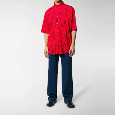 Balenciaga SS21 Seluar Lurus Bercampur Wool dalam Biru Gelap. 601181TGT034604 Lookbook Balenciaga SS21 Seluar Lurus Bercampur Wool dalam Biru Gelap. 601181TGT034604