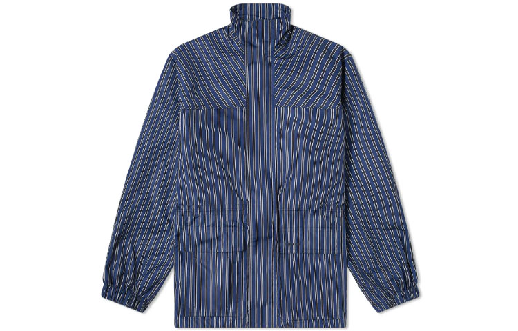 Balenciaga SS21 Striped Logo Zip Jacket Blue - Long Sleeve Outerwear 647645TJL978468