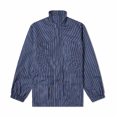 Balenciaga SS21 Striped Logo Zip Jacket Blue - Long Sleeve Outerwear 647645TJL978468
