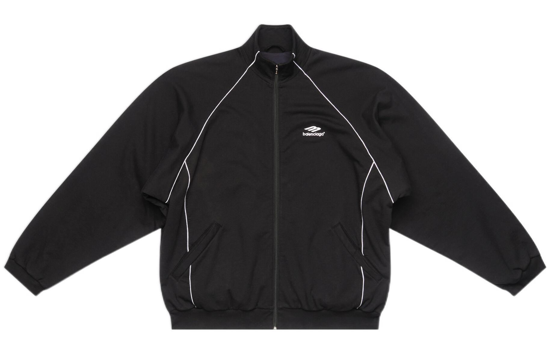 Balenciaga SS22 3B Sports Logo High Neck Jacket Unisex Black 697954TMVA61000