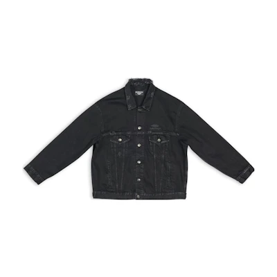 Balenciaga SS22 Black Denim Jacket Single-Breasted Casual Long Sleeve 704298TBP471029