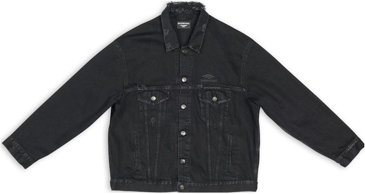 Balenciaga SS22 Jaket Denim Hitam Lengan Panjang Kasual Single-Breasted 704298TBP471029 Order Balenciaga SS22 Jaket Denim Hitam Lengan Panjang Kasual Single-Breasted 704298TBP471029