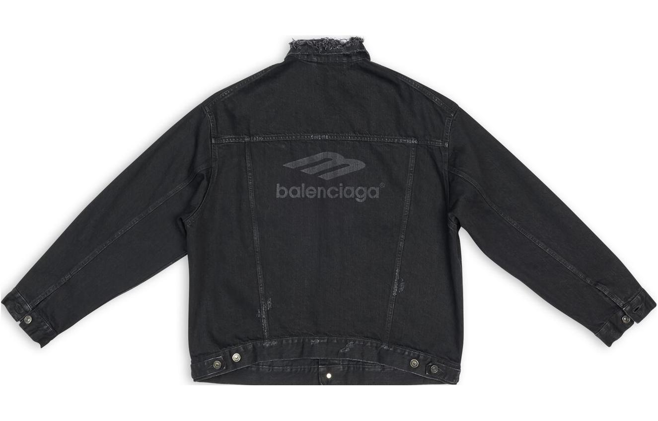 Lookbook Balenciaga SS22 Jaket Denim Hitam Lengan Panjang Kasual Single-Breasted 704298TBP471029