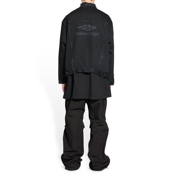 Details for Balenciaga SS22 Jaket Denim Hitam Lengan Panjang Kasual Single-Breasted 704298TBP471029