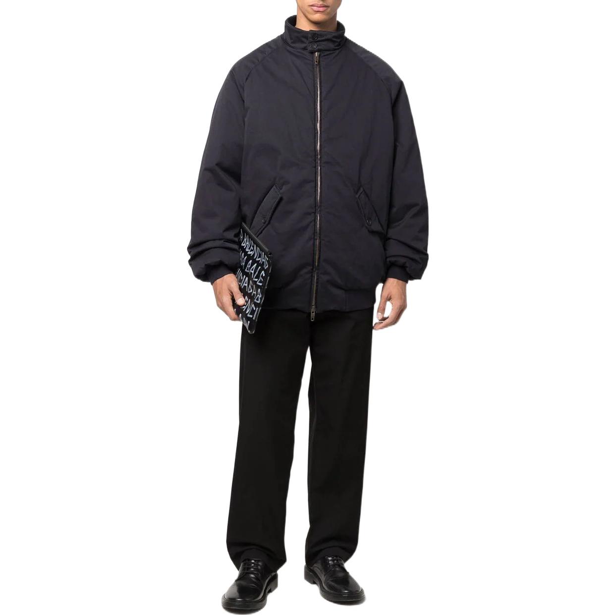 Lookbook 巴黎世家SS22黑色宽松版型长袖哈灵顿飞行员夹克. 681418TBP018065