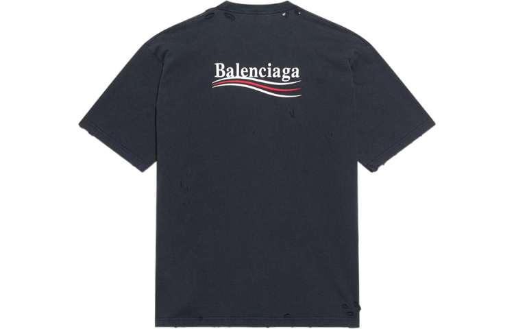 Lookbook Balenciaga SS22 黑色標誌刺繡短袖上衣 641675TKVJ19034