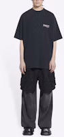 Shop Balenciaga SS22 黑色標誌刺繡短袖上衣 641675TKVJ19034