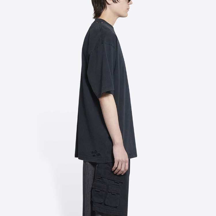 Purchase Balenciaga SS22 黑色標誌刺繡短袖上衣 641675TKVJ19034