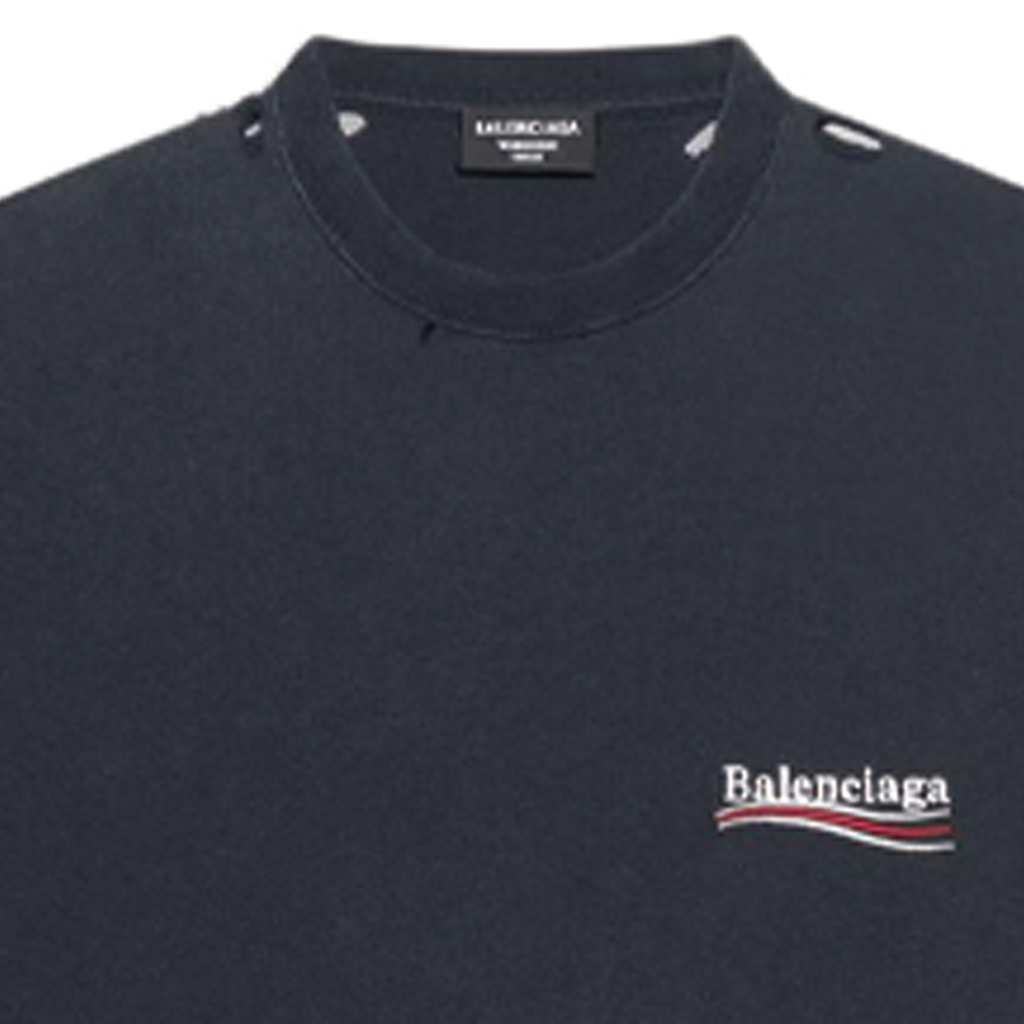 Sizing Balenciaga SS22 黑色標誌刺繡短袖上衣 641675TKVJ19034