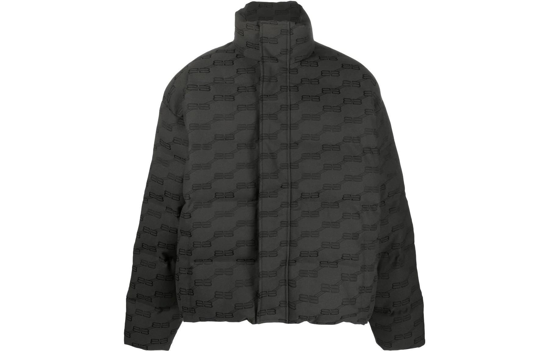 Balenciaga SS22  Black Logo Print Zip-Up High-Neck Jacket 681885TML331269