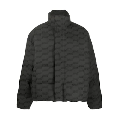 Balenciaga SS22 Black Logo Print Zip-Up High-Neck Jacket 681885TML331269