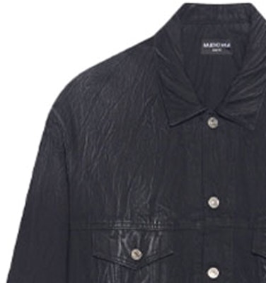 Balenciaga SS22 Jaket Denim Hitam Leher Petak Logo dengan Poket. 690198TBP479034 Cheap Balenciaga SS22 Jaket Denim Hitam Leher Petak Logo dengan Poket. 690198TBP479034