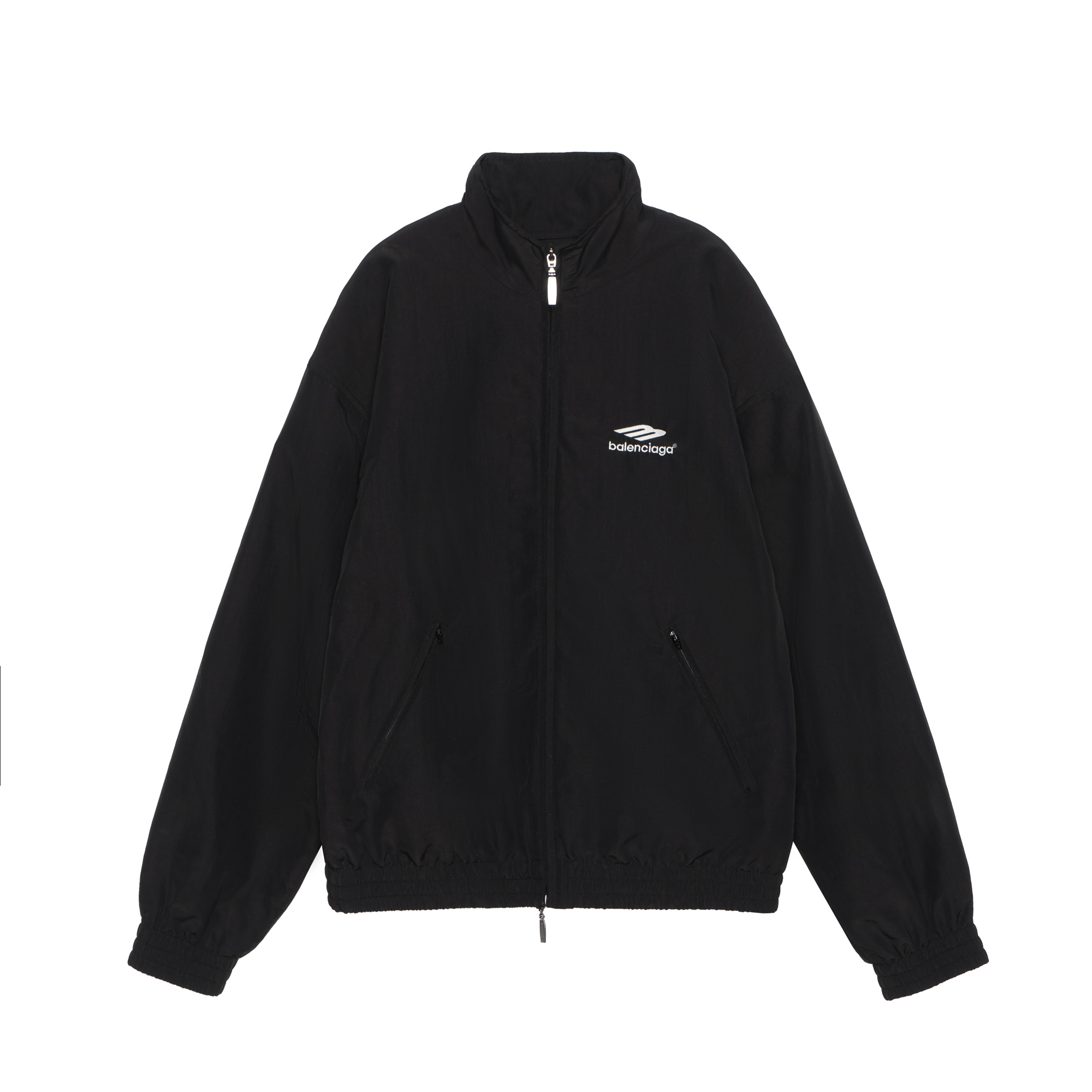 Balenciaga SS22  Black Logo Zip-Up Track Jacket. 704505TKO481000