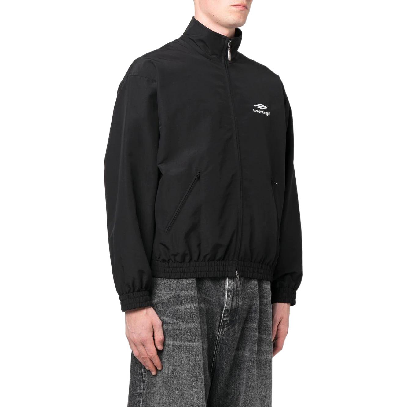 Sizing Balenciaga SS22 Jaket Trek Zip-Up Logo Hitam. 704505TKO481000