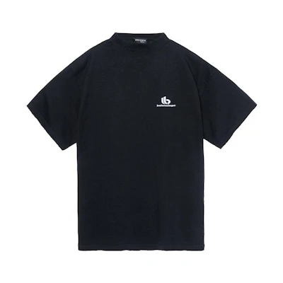 Balenciaga SS22 Black Printed Logo Crew Neck T-Shirt 681045TLVN11070