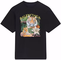 Order Balenciaga SS22 黑色虎紋叢林圖案印花T恤。 681314TLVH21000
