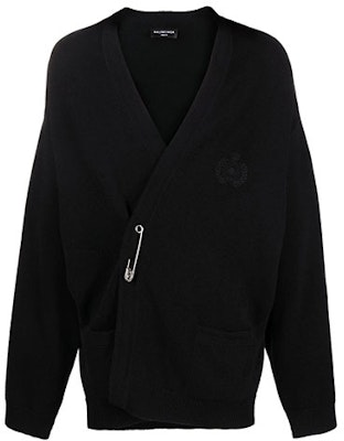 巴黎世家SS22黑色羊毛V领宽松针织开衫带别针细节 704124T41291000 Order 巴黎世家SS22黑色羊毛V领宽松针织开衫带别针细节 704124T41291000