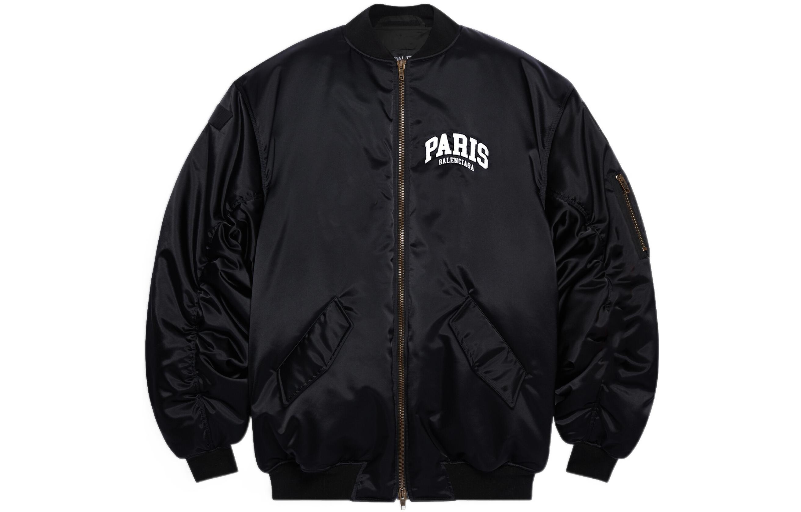 Balenciaga SS22  Black Zip-Up Jacket with Letter Logo Print Regular Fit. 690398TYD311000