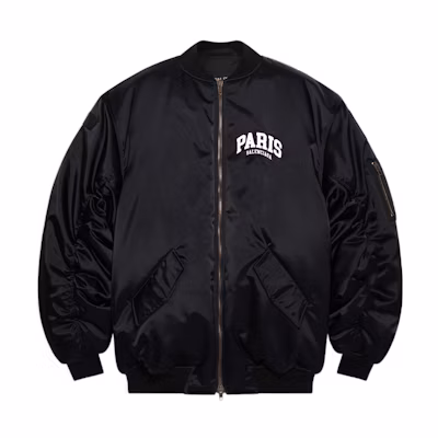 Balenciaga SS22 Black Zip-Up Jacket with Letter Logo Print Regular Fit. 690398TYD311000