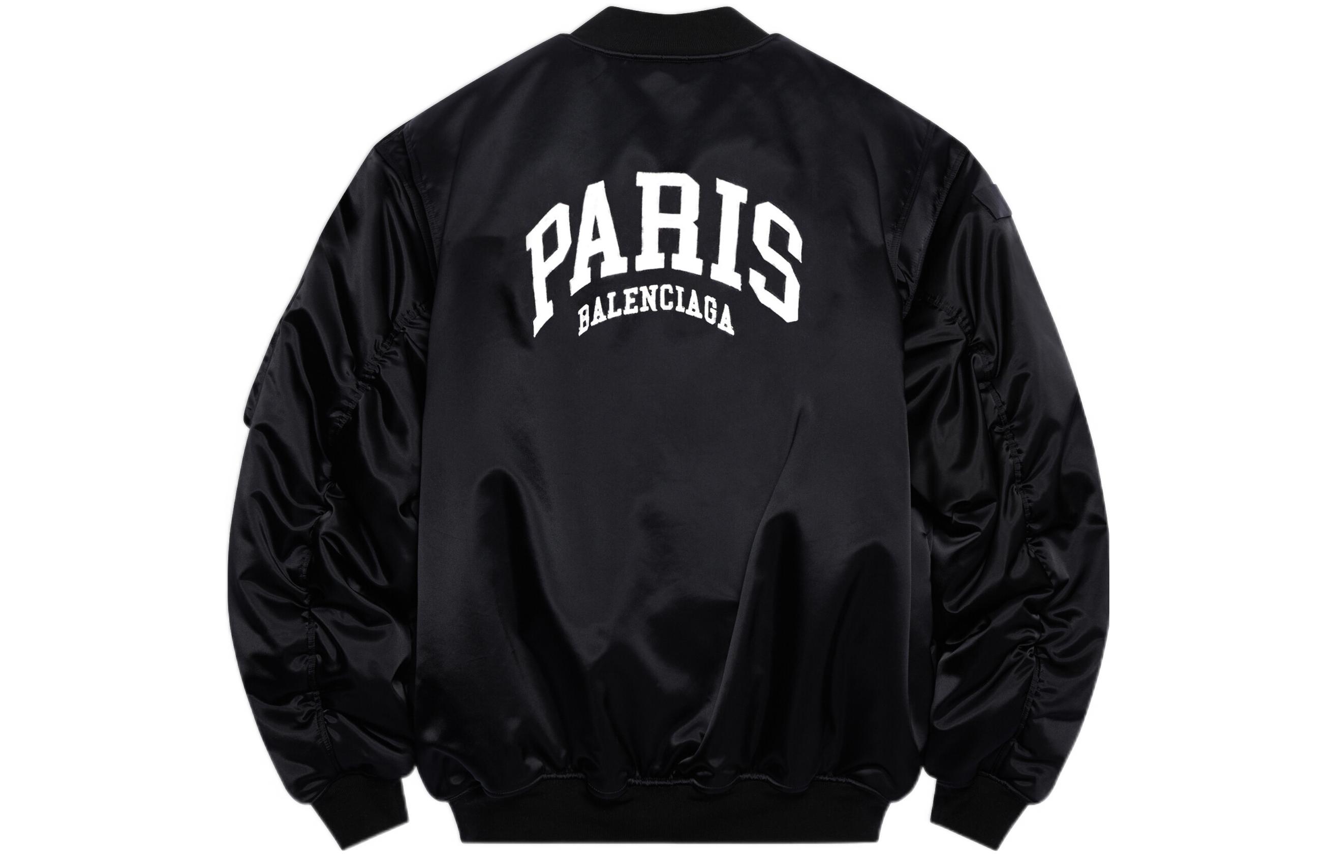 Lookbook Balenciaga SS22 黑色拉鍊外套 字母標誌印花 常規版型。 690398TYD311000
