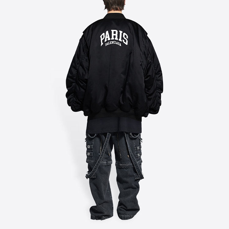 Purchase Balenciaga SS22 黑色拉鍊外套 字母標誌印花 常規版型。 690398TYD311000