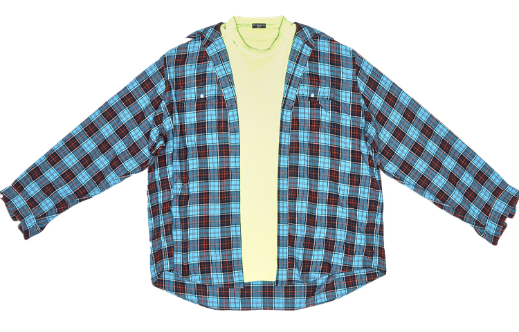 Balenciaga SS22  Blue Checkered Patchwork Long-Sleeve Shirt 699371TMM116305 圖 2