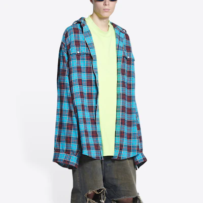 Balenciaga SS22 Kemeja Lengan Panjang Corak Petak Biru Patchwork 699371TMM116305 Purchase Balenciaga SS22 Kemeja Lengan Panjang Corak Petak Biru Patchwork 699371TMM116305