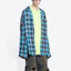 Purchase Balenciaga SS22 Kemeja Lengan Panjang Corak Petak Biru Patchwork 699371TMM116305
