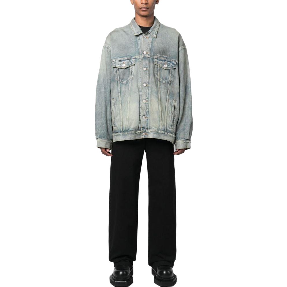 Balenciaga SS22  Blue Logo Print Casual Denim Jacket Regular Fit. 725034TNW553221 圖 3