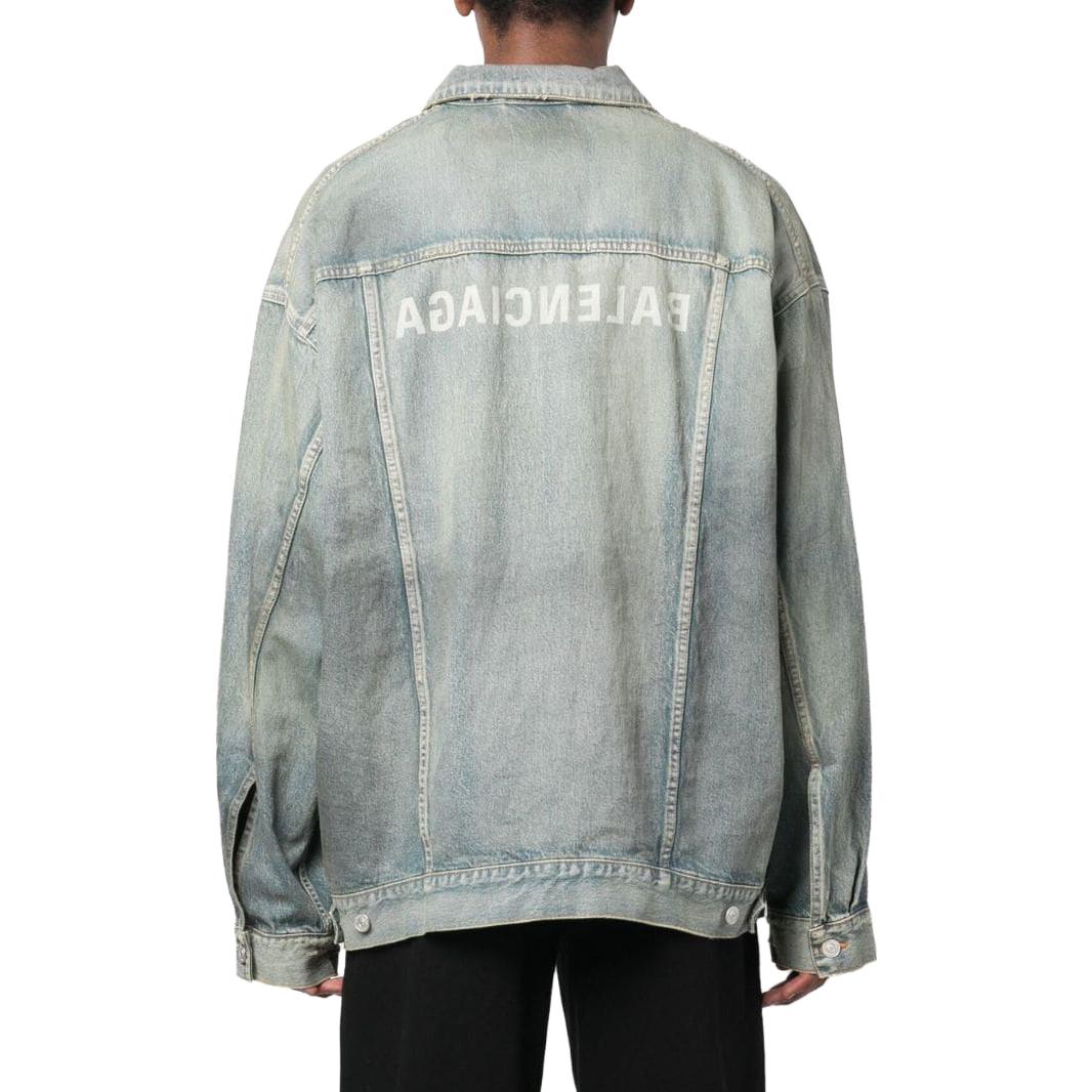 Balenciaga SS22  Blue Logo Print Casual Denim Jacket Regular Fit. 725034TNW553221 圖 4