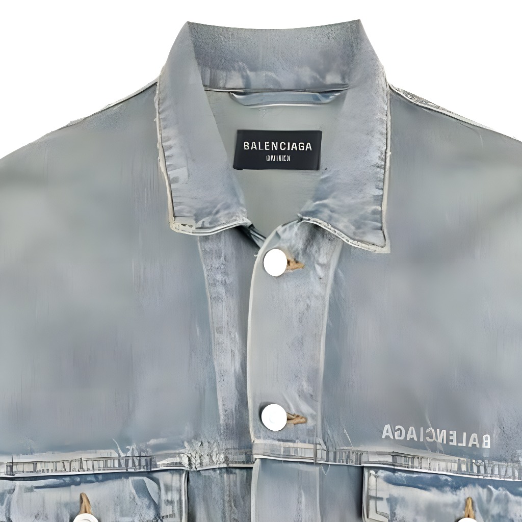 Balenciaga SS22  Blue Logo Print Casual Denim Jacket Regular Fit. 725034TNW553221 圖 6